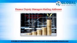 Finance Deputy Managers Mailing Addresses