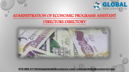 Administration of Economic Programs Assistant Directors Directory