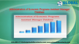Administration of Economic Programs Assistant Manager Database