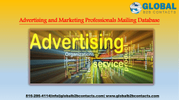 Advertising and Marketing Professionals Mailing Database