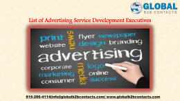 List of Advertising Service Development Executives