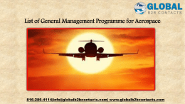 List of General Management Programme for Aerospace