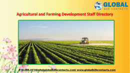 Agricultural and Farming Development Staff Directory
