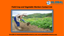 Field Crop and Vegetable Workers Contact List