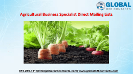 Agricultural Business Specialist Direct Mailing Lists