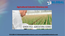 Agricultural Scientist Directory List