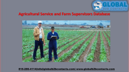 Agricultural Service and Farm Supervisors Database