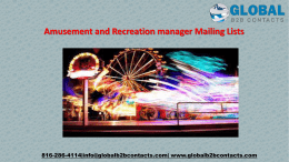 Amusement and Recreation manager Mailing Lists