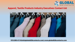 Apparel, Textile Products Industry Executives Contact List