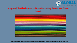 Apparel, Textile Products Manufacturing Executives Sales Leads