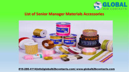 List of Senior Manager Materials Accessories