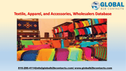 Textile, Apparel, and Accessories, Wholesalers Database