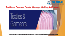 Textiles  Garment Senior Manager Mailing Addresses