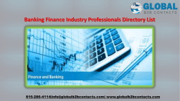 Banking Finance Industry Professionals Directory List