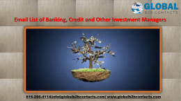 Email List of Banking, Credit and Other Investment Managers