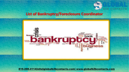 List of BankruptcyForeclosure Coordinator