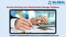 Business Banking Loan Administration Manager Database