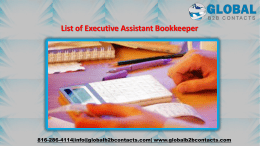 List of Executive Assistant Bookkeeper