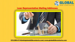 Loan Representative Mailing Addresses