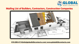 Mailing List of Builders, Contractors, Construction Companies