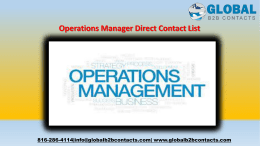 Operations Manager Direct Contact List