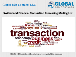 Switzerland Financial Transaction Processing Mailing List