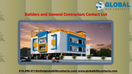 Builders and General Contractors Contact List