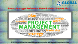 Project Manager Residential Home Builder Directory Lists