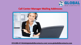 Call Center Manager Mailing Addresses