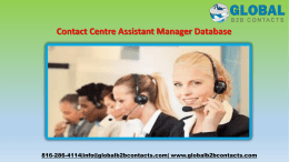 Contact Centre Assistant Manager Database