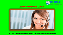 List of Customer Care Centers