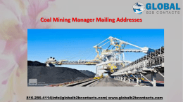 Coal Mining Manager Mailing Addresses