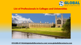 List of Professionals in Colleges and Universities