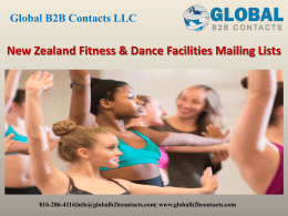 New Zealand Fitness & Dance Facilities Mailing Lists