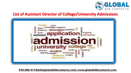 List of Assistant Director of College,University Admissions