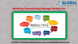 Marketing Communication Manager Mailing Lists