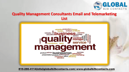 Quality Management Consultants Email and Telemarketing List