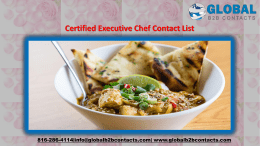 Certified Executive Chef Contact List