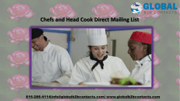 Chefs and Head Cook Direct Mailing List