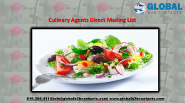 Culinary Agents Direct Mailing List