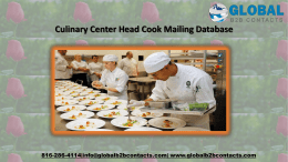 Culinary Center Head Cook Mailing Database
