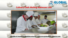 Culinary Chefs Mailing Addresses Lists