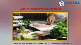 Culinary Chefs Marketing Mailing List