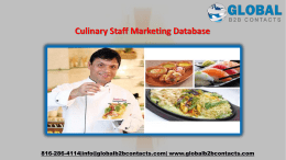 Culinary Staff Marketing Database