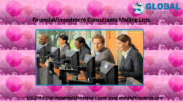 FinancialInvestment Consultants Mailing Lists