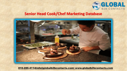 Senior Head CookChef Marketing Database