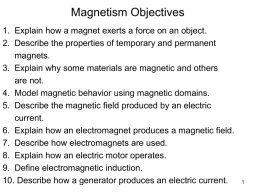 Magnetism Objectives