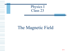 The Magnetic Field Physics I Class 23 23-1