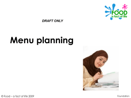 DRAFT Menu planning