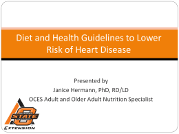 Diet and Health Guidelines to Lower Risk of Cardiovascular Disease